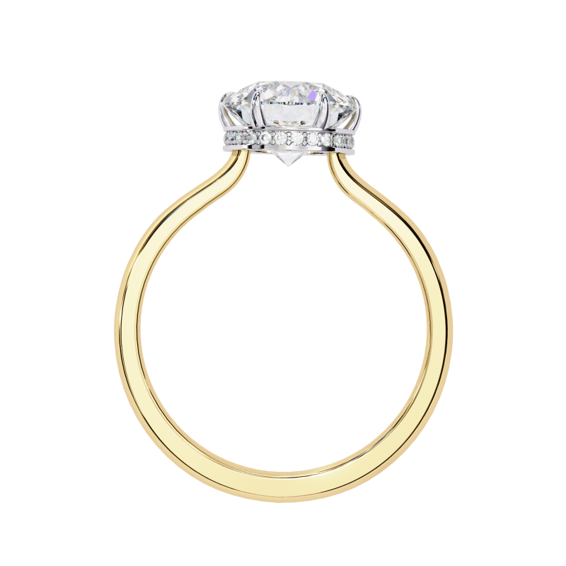 Reverra 14K Gold Round Lab Grown Diamond Solitaire Hidden Halo Engagement Ring for Women, CTTW-2.27 - Reverra Jewels Inc.