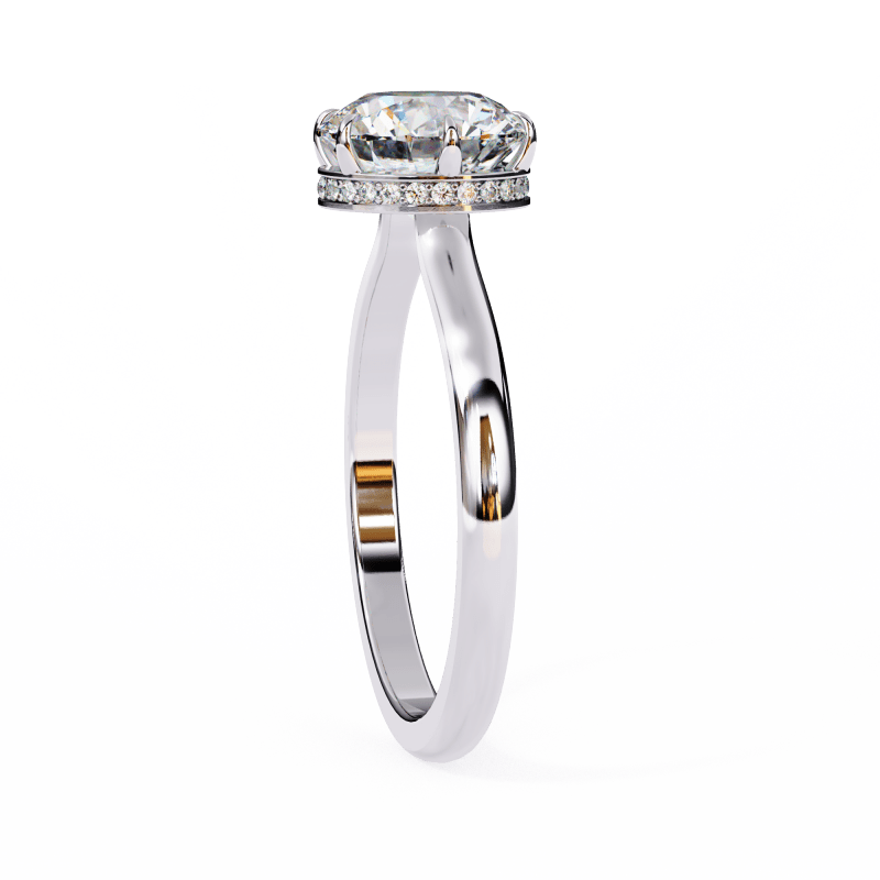 Reverra 14K Gold Round Lab Grown Diamond Solitaire Hidden Halo Engagement Ring for Women, CTTW-2.27 - Reverra Jewels Inc.