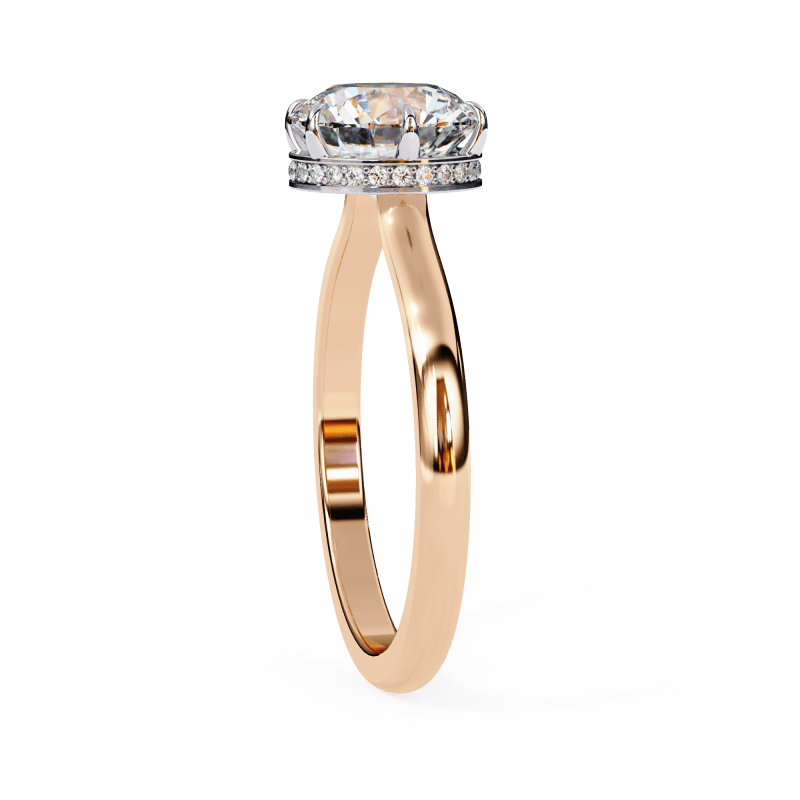 Reverra 14K Gold Round Lab Grown Diamond Solitaire Hidden Halo Engagement Ring for Women, CTTW-2.27 - Reverra Jewels Inc.