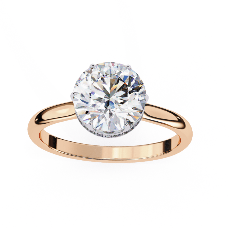 Reverra 14K Gold Round Lab Grown Diamond Solitaire Hidden Halo Engagement Ring for Women, CTTW-2.27 - Reverra Jewels Inc.