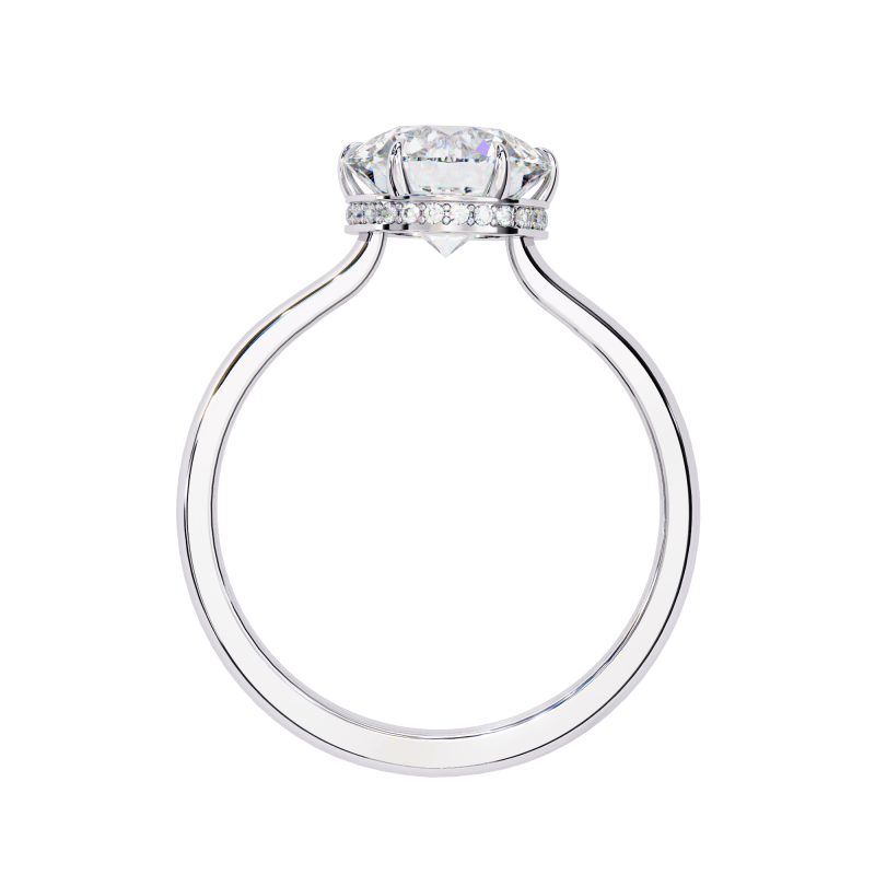 Reverra 14K Gold Round Lab Grown Diamond Solitaire Hidden Halo Engagement Ring for Women, CTTW-2.27 - Reverra Jewels Inc.