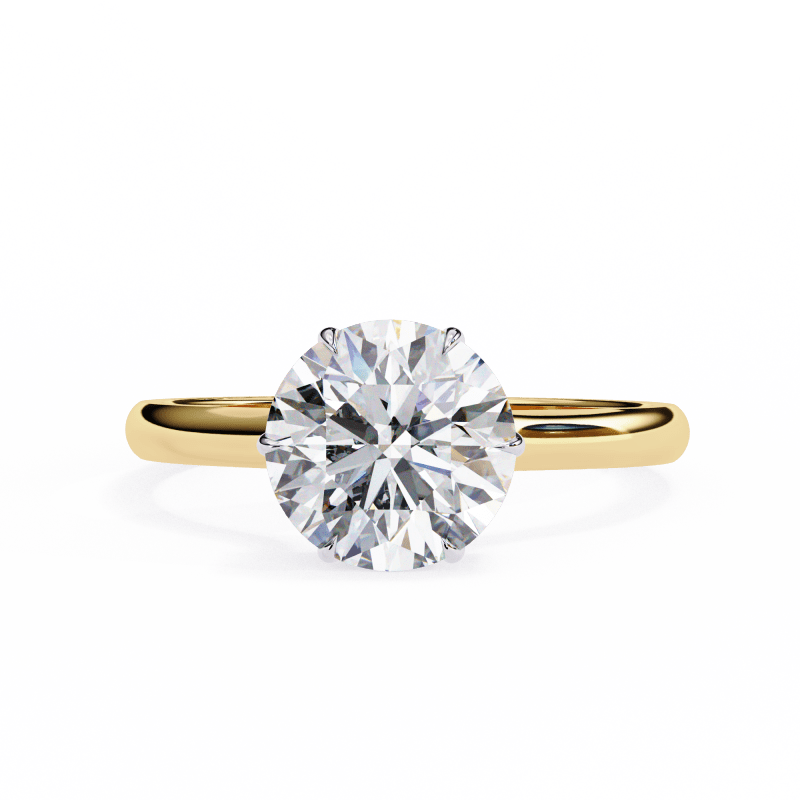 Reverra 14K Gold Round Lab Grown Diamond Solitaire Hidden Halo Engagement Ring for Women, CTTW-2.27 - Reverra Jewels Inc.