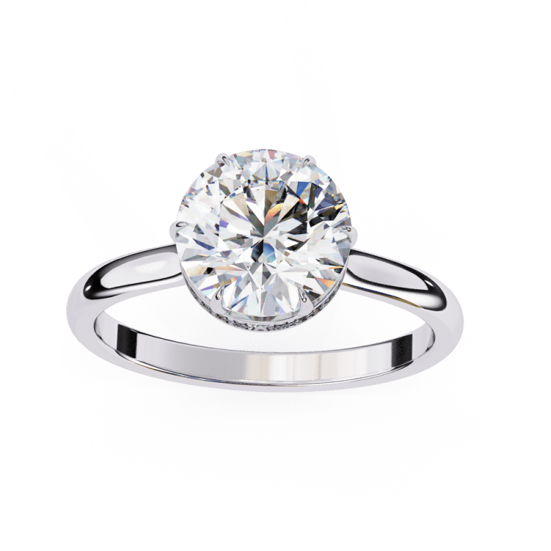 Reverra 14K Gold Round Lab Grown Diamond Solitaire Hidden Halo Engagement Ring for Women, CTTW-2.27 - Reverra Jewels Inc.