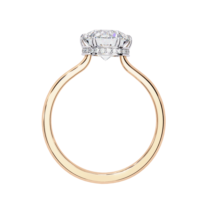 Reverra 14K Gold Round Lab Grown Diamond Solitaire Hidden Halo Engagement Ring for Women, CTTW-2.27 - Reverra Jewels Inc.