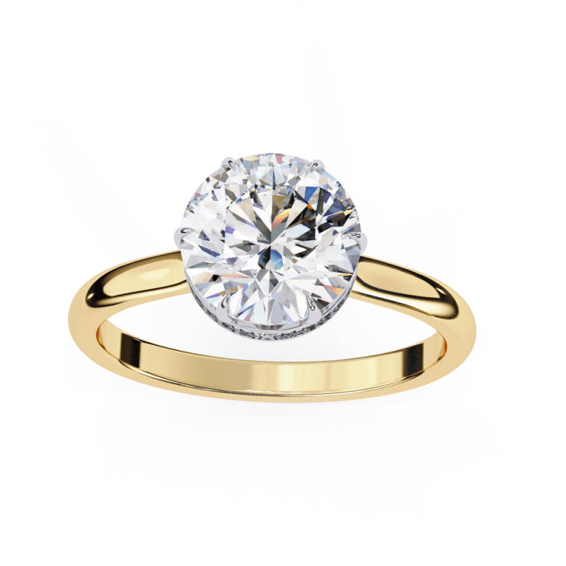 Reverra 14K Gold Round Lab Grown Diamond Solitaire Hidden Halo Engagement Ring for Women, CTTW-2.27 - Reverra Jewels Inc.