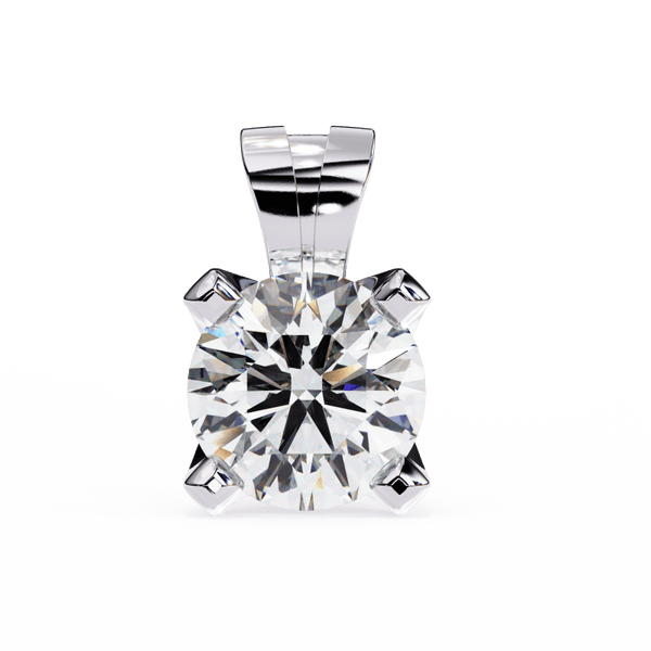 Reverra 14K Gold Round Lab Grown Diamond Solitaire Pendant For Women, CTTW-2.18 - Reverra Jewels Inc.