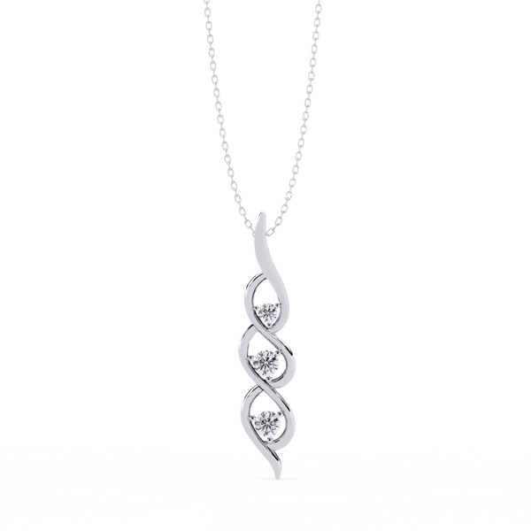 Reverra 14K Gold Round Lab Grown Diamond Spiral Three-Stone Pendant For Women, CTTW-0.2 - Reverra Jewels Inc.