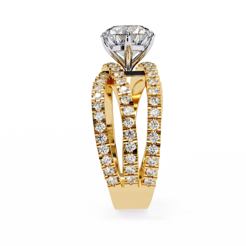 Reverra 14K Gold Round Lab Grown Diamond Split Shank Engagement Ring for Women, CTTW-1.63 - Reverra Jewels Inc.