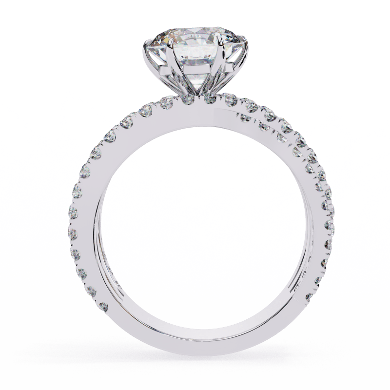 Reverra 14K Gold Round Lab Grown Diamond Split Shank Engagement Ring for Women, CTTW-1.63 - Reverra Jewels Inc.