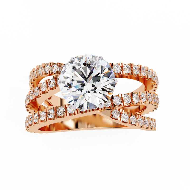 Reverra 14K Gold Round Lab Grown Diamond Split Shank Engagement Ring for Women, CTTW-1.63 - Reverra Jewels Inc.