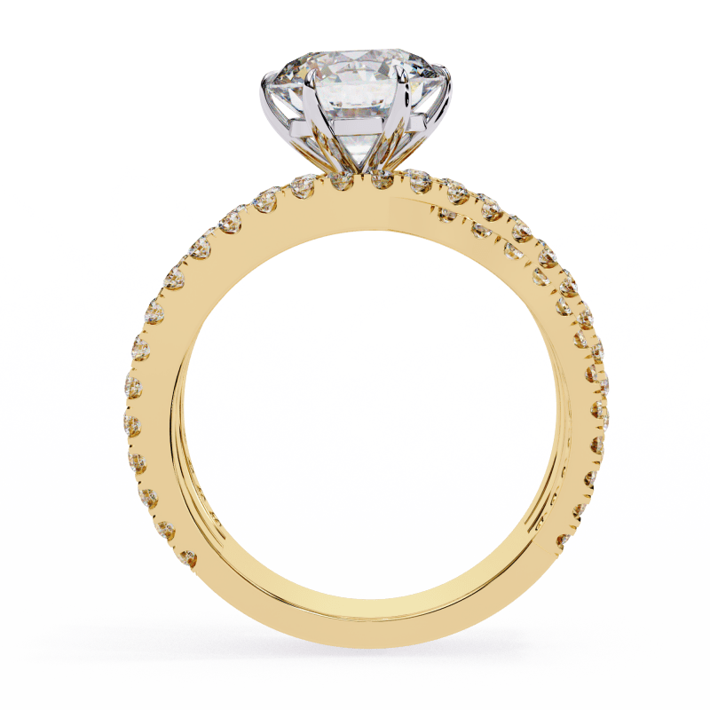Reverra 14K Gold Round Lab Grown Diamond Split Shank Engagement Ring for Women, CTTW-1.63 - Reverra Jewels Inc.