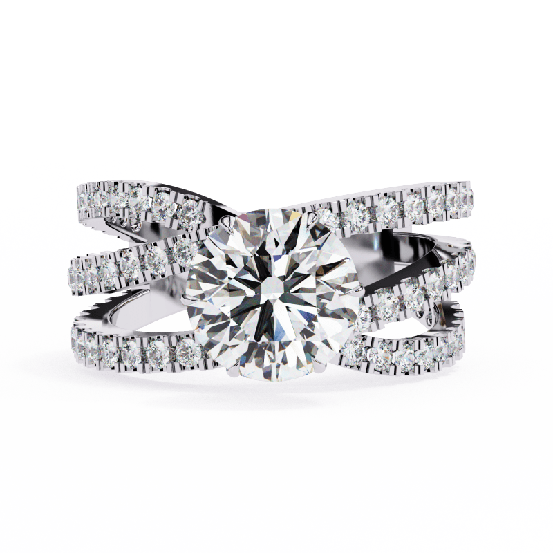 Reverra 14K Gold Round Lab Grown Diamond Split Shank Engagement Ring for Women, CTTW-1.63 - Reverra Jewels Inc.