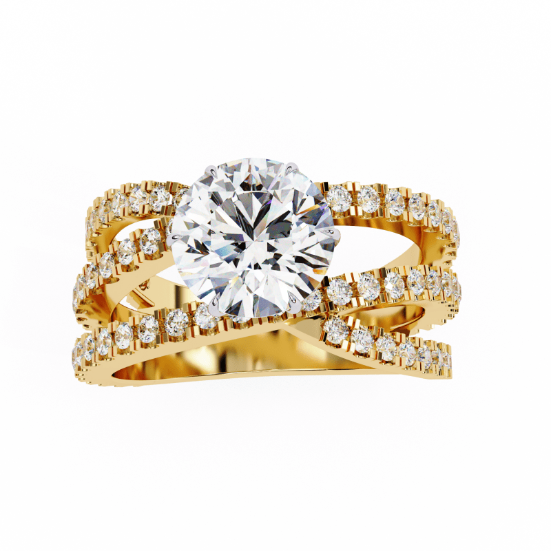 Reverra 14K Gold Round Lab Grown Diamond Split Shank Engagement Ring for Women, CTTW-1.63 - Reverra Jewels Inc.