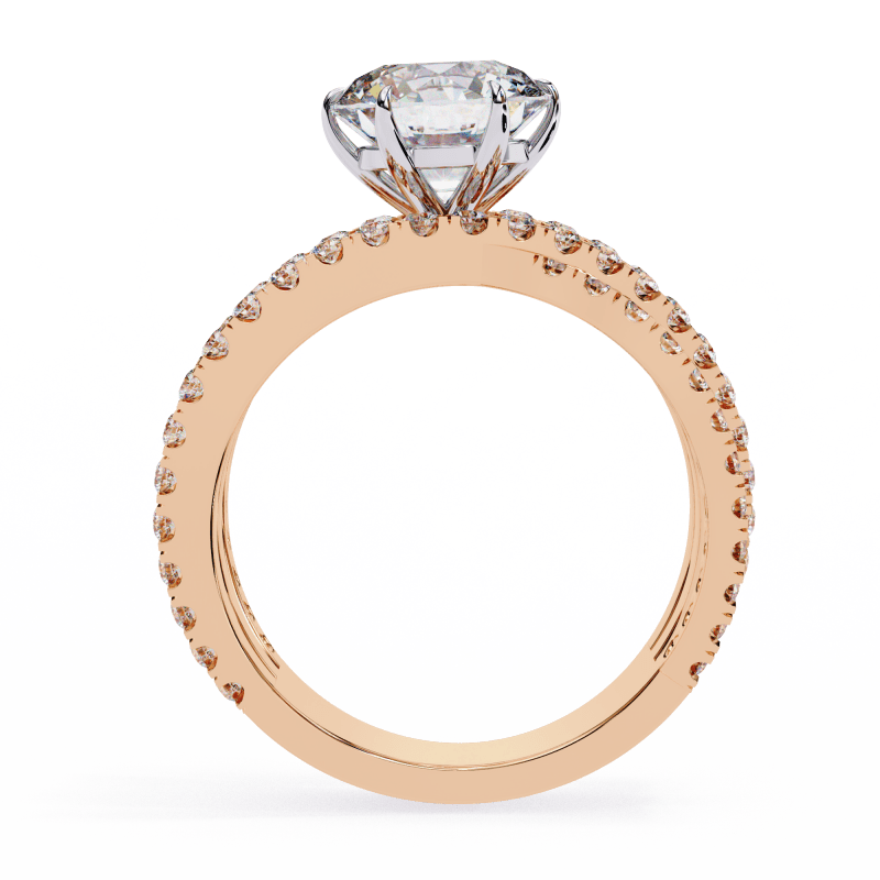 Reverra 14K Gold Round Lab Grown Diamond Split Shank Engagement Ring for Women, CTTW-1.63 - Reverra Jewels Inc.