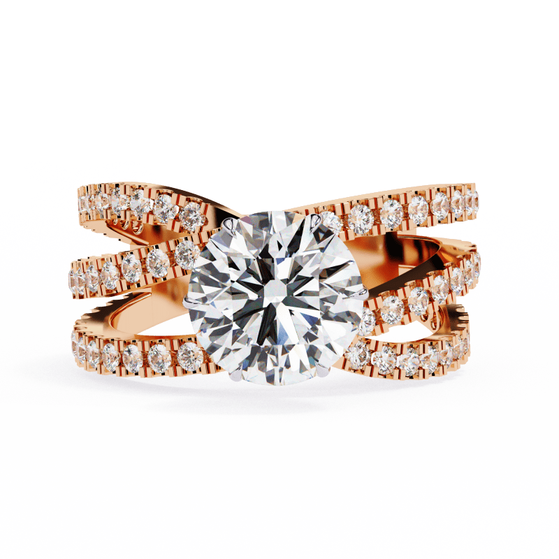 Reverra 14K Gold Round Lab Grown Diamond Split Shank Engagement Ring for Women, CTTW-1.63 - Reverra Jewels Inc.