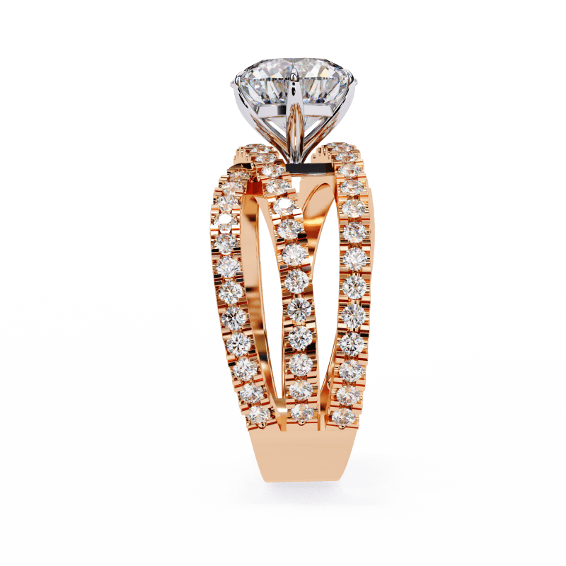 Reverra 14K Gold Round Lab Grown Diamond Split Shank Engagement Ring for Women, CTTW-1.63 - Reverra Jewels Inc.