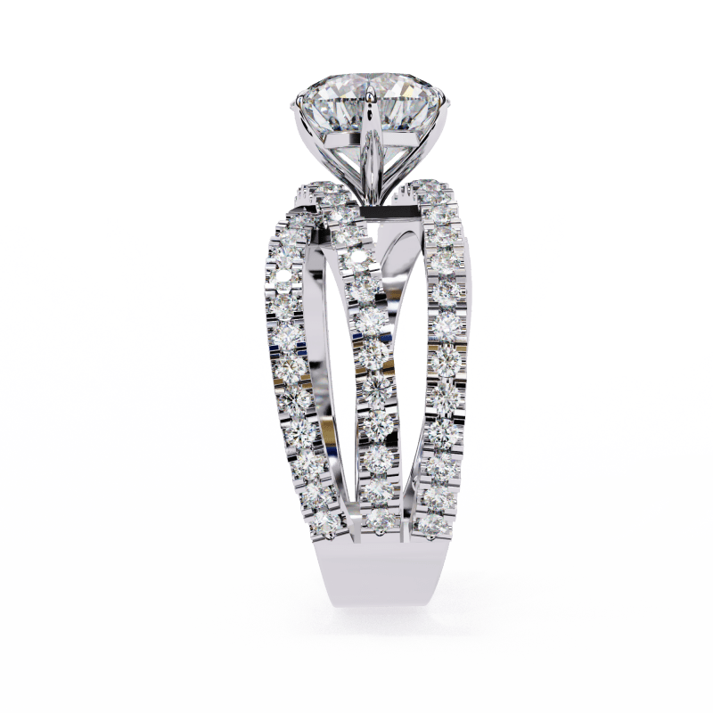 Reverra 14K Gold Round Lab Grown Diamond Split Shank Engagement Ring for Women, CTTW-1.63 - Reverra Jewels Inc.