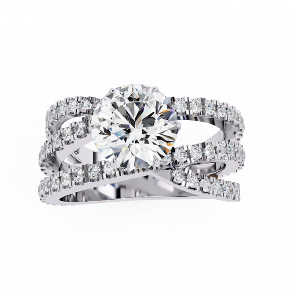 Reverra 14K Gold Round Lab Grown Diamond Split Shank Engagement Ring for Women, CTTW-1.63 - Reverra Jewels Inc.