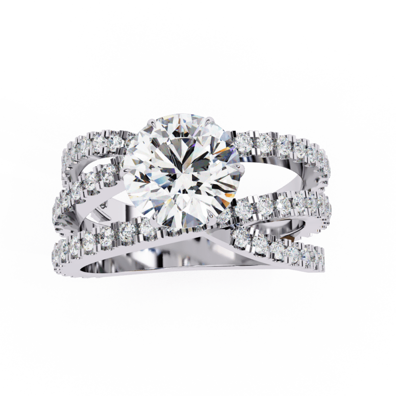 Reverra 14K Gold Round Lab Grown Diamond Split Shank Engagement Ring for Women, CTTW-1.63 - Reverra Jewels Inc.