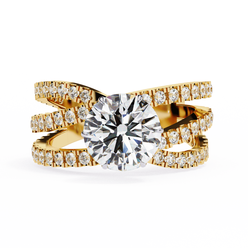 Reverra 14K Gold Round Lab Grown Diamond Split Shank Engagement Ring for Women, CTTW-1.63 - Reverra Jewels Inc.
