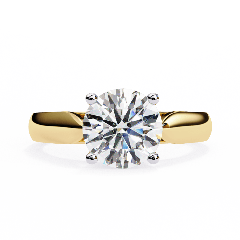 Reverra 14K Gold Round Lab Grown Diamond Split Shank Engagement Ring for Women, CTTW-1.92 - Reverra Jewels Inc.