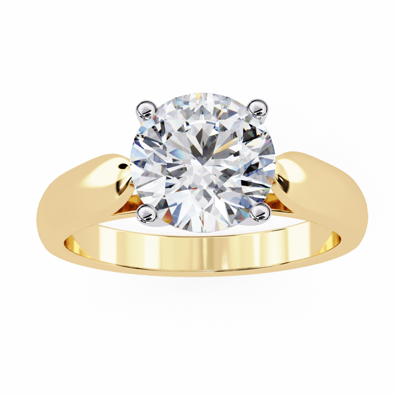 Reverra 14K Gold Round Lab Grown Diamond Split Shank Engagement Ring for Women, CTTW-1.92 - Reverra Jewels Inc.