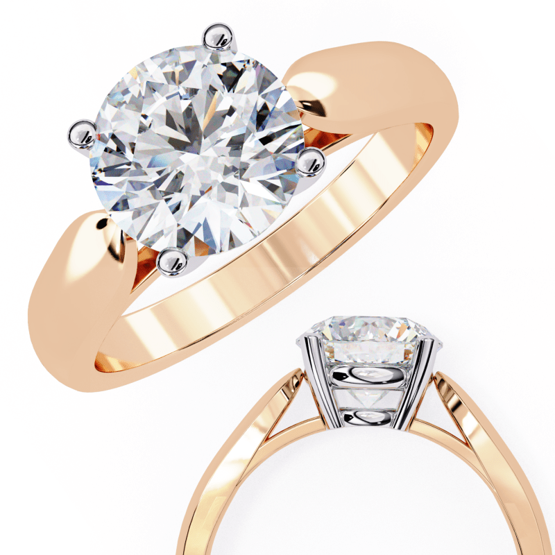 Reverra 14K Gold Round Lab Grown Diamond Split Shank Engagement Ring for Women, CTTW-1.92 - Reverra Jewels Inc.
