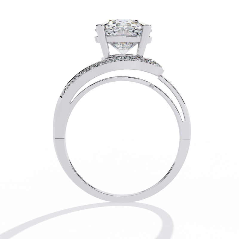 Reverra 14K Gold Round Lab Grown Diamond Split Shank Engagement Ring for Women, CTTW-2.96 - Reverra Jewels Inc.
