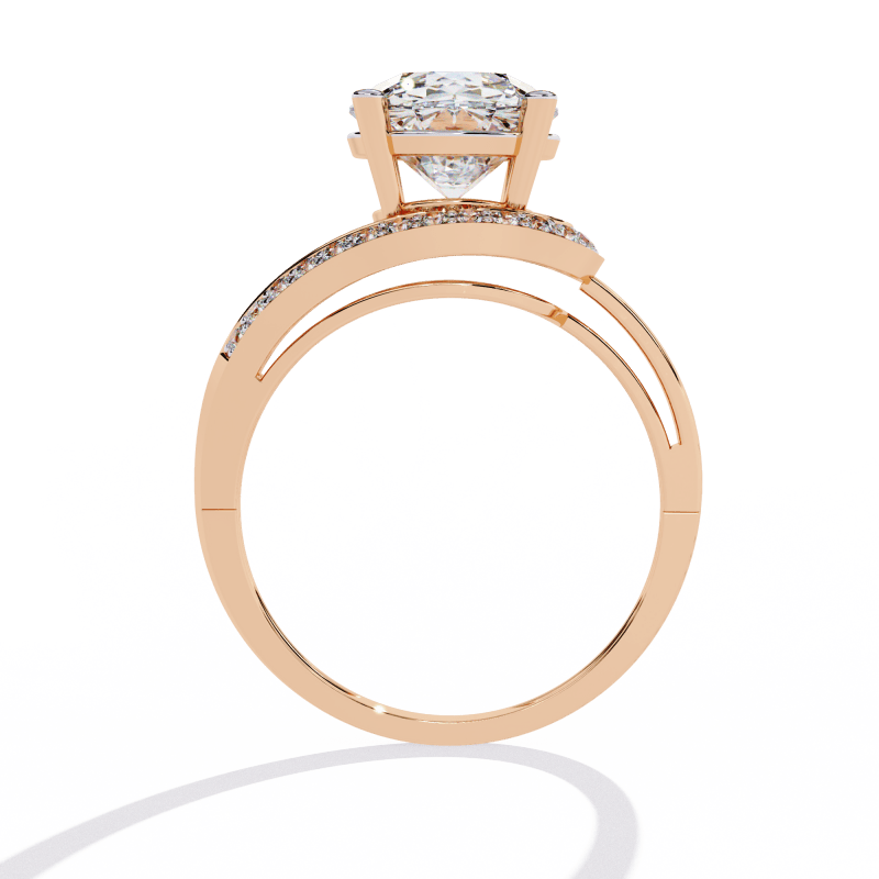 Reverra 14K Gold Round Lab Grown Diamond Split Shank Engagement Ring for Women, CTTW-2.96 - Reverra Jewels Inc.