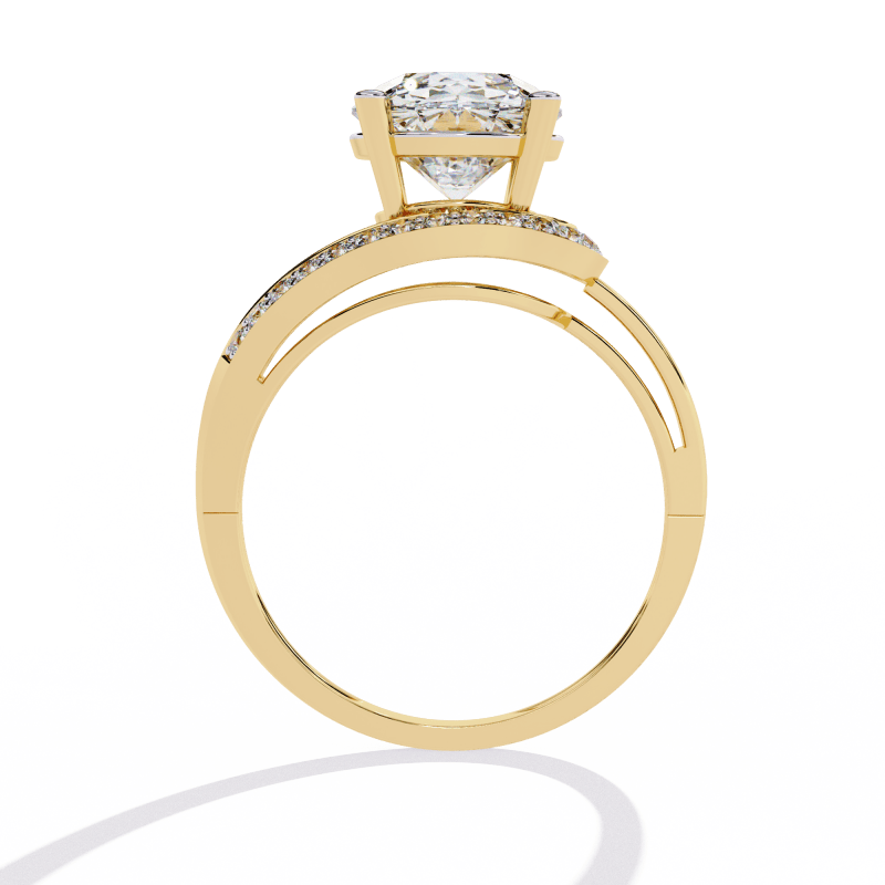 Reverra 14K Gold Round Lab Grown Diamond Split Shank Engagement Ring for Women, CTTW-2.96 - Reverra Jewels Inc.