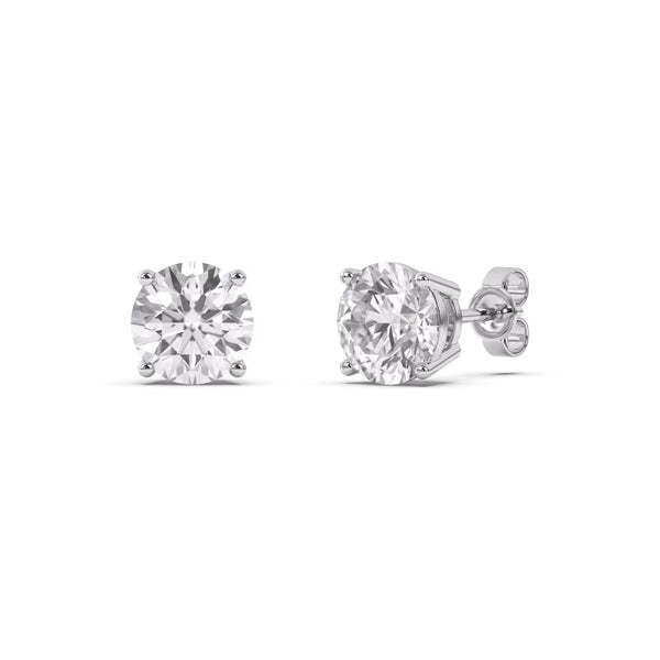 Reverra 14K Gold Round Lab Grown Diamond Stud Earrings for Women, 4-Prong Setting - Reverra Jewels Inc.
