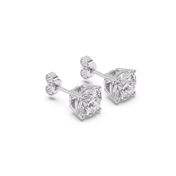 Reverra 14K Gold Round Lab Grown Diamond Stud Earrings for Women, 4-Prong Setting - Reverra Jewels Inc.