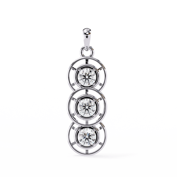 Reverra 14K Gold Round Lab Grown Diamond Triple Drop Pendant For Women, CTTW-1.24 - Reverra Jewels Inc.