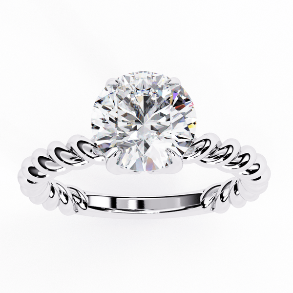 Reverra 14K Gold Round Lab Grown Diamond Twisted Band Engagement Ring for Women, CTTW-1.92 - Reverra Jewels Inc.