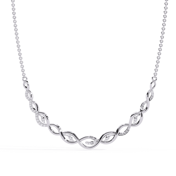 Reverra 14K Gold Round Lab Grown Diamond Twisted Design Fashion Necklace for Women, CTTW-0.18 - Reverra Jewels Inc.