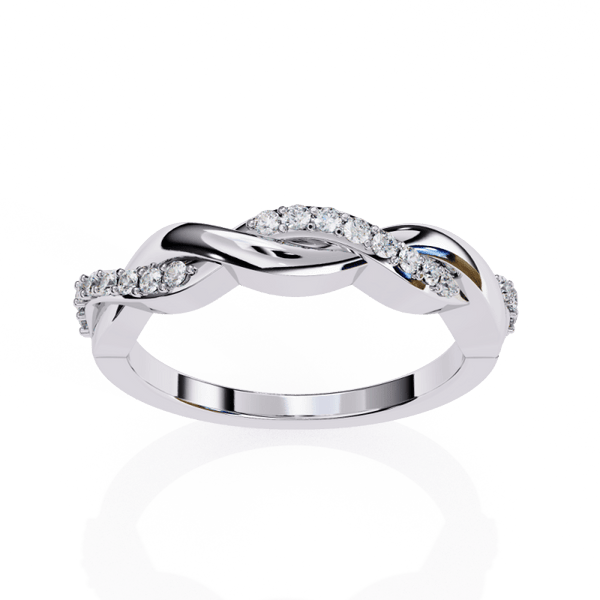 Reverra 14K Gold Round Lab Grown Diamond Twisted Infinity Weave Elegance Half Eternity Band for Women, CTTW-0.16 - Reverra Jewels Inc.