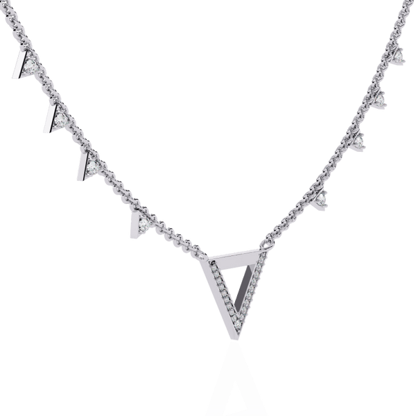 Reverra 14K Gold Round Lab Grown Diamond V Motif Fashion Necklace for Women, CTTW-0.34 - Reverra Jewels Inc.