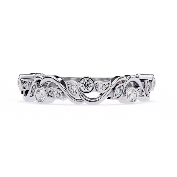 Reverra 14K Gold Round Lab Grown Diamond Vine Leaf Eternity Band for Women, CTTW-0.17 - Reverra Jewels Inc.