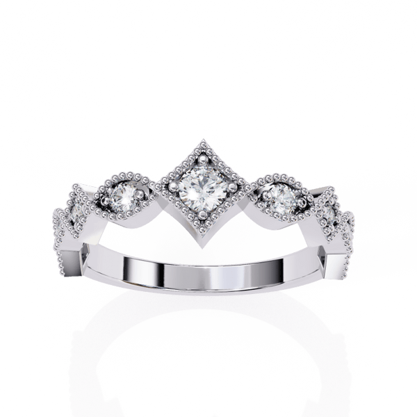 Reverra 14K Gold Round Lab Grown Diamond Vintage Crown Half Eternity Band for Women, CTTW-0.33 - Reverra Jewels Inc.