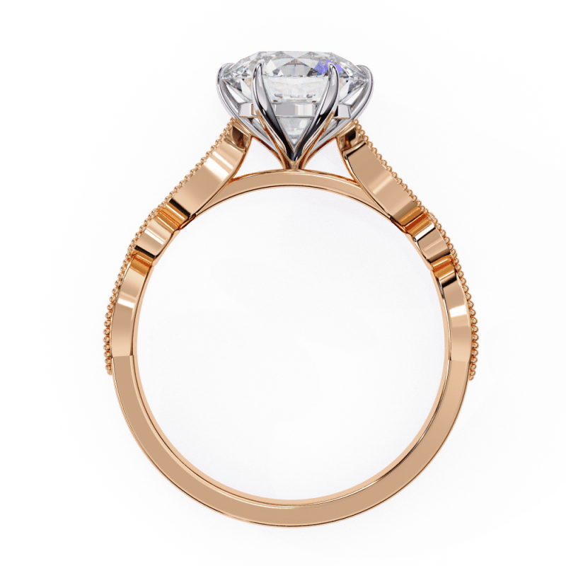 Reverra 14K Gold Round Lab Grown Diamond Vintage Milgrain Engagement Ring for Women, CTTW-2.16 - Reverra Jewels Inc.