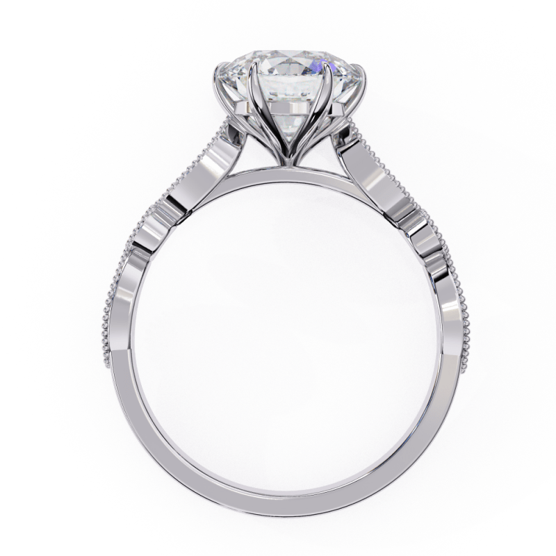 Reverra 14K Gold Round Lab Grown Diamond Vintage Milgrain Engagement Ring for Women, CTTW-2.16 - Reverra Jewels Inc.