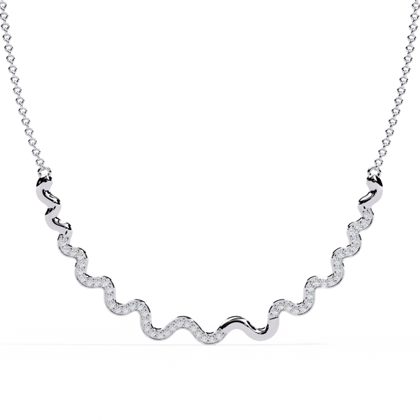 Reverra 14K Gold Round Lab Grown Diamond Wave Fashion Necklace for Women, CTTW-0.45 - Reverra Jewels Inc.