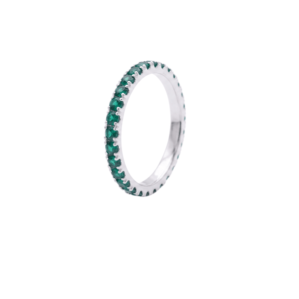 Reverra 14K Gold Round Lab Grown Gemstone Full Eternity Band for Women, CTTW-1.01 - Reverra Jewels Inc.