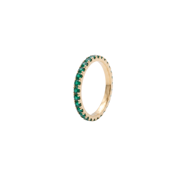 Reverra 14K Gold Round Lab Grown Gemstone Full Eternity Band for Women, CTTW-1.01 - Reverra Jewels Inc.