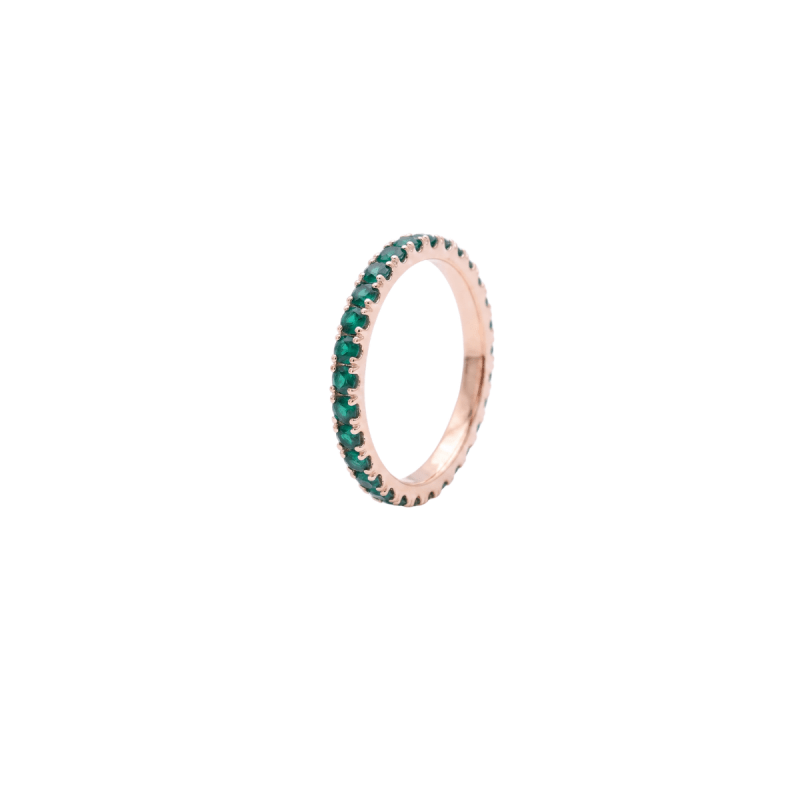 Reverra 14K Gold Round Lab Grown Gemstone Full Eternity Band for Women, CTTW-1.01 - Reverra Jewels Inc.