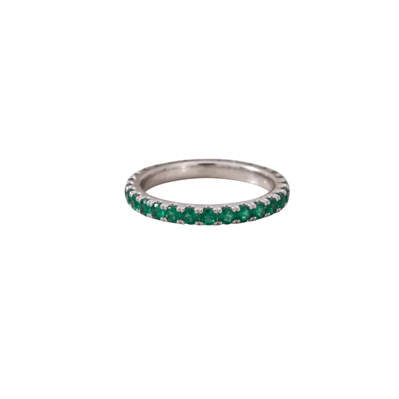 Reverra 14K Gold Round Lab Grown Gemstone Full Eternity Band for Women, CTTW-1.01 - Reverra Jewels Inc.