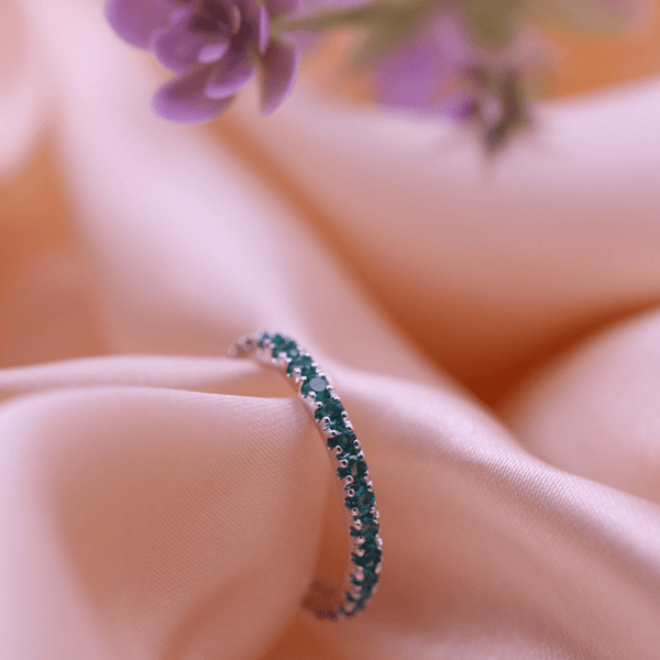 Reverra 14K Gold Round Lab Grown Gemstone Full Eternity Band for Women, CTTW-1.01 - Reverra Jewels Inc.