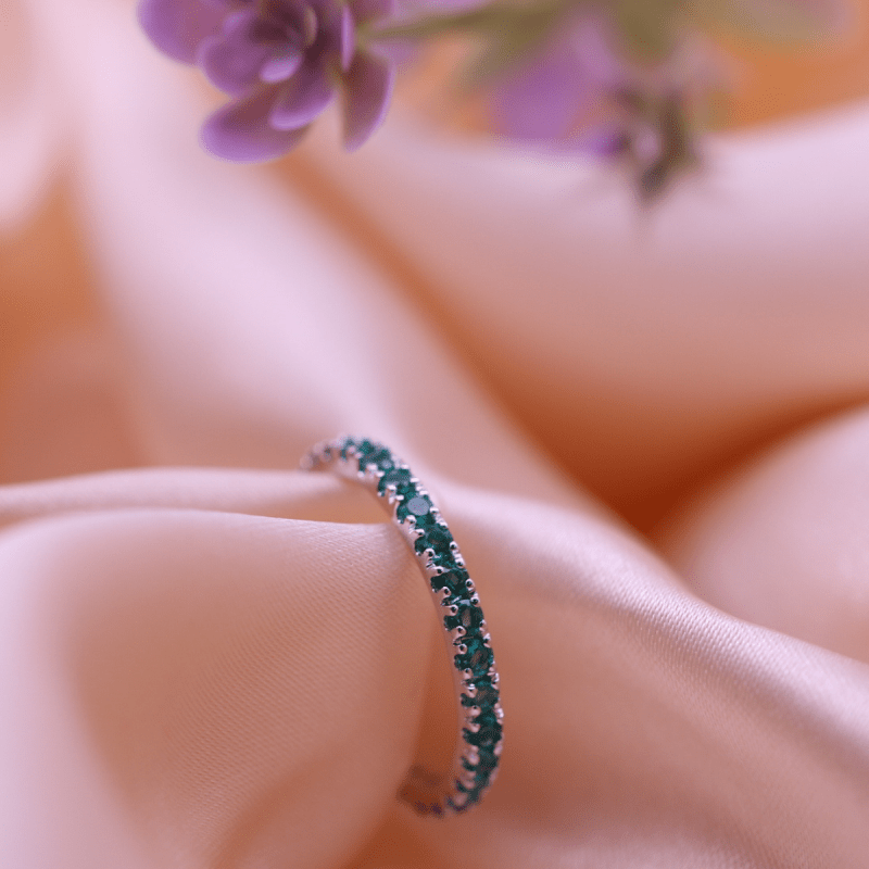 Reverra 14K Gold Round Lab Grown Gemstone Full Eternity Band for Women, CTTW-1.01 - Reverra Jewels Inc.