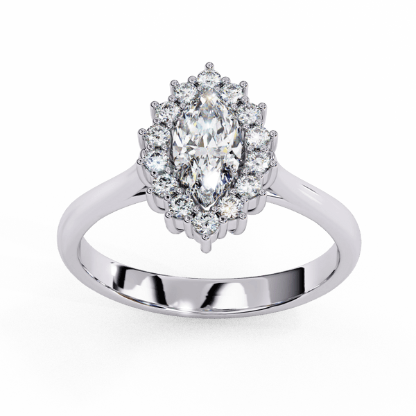 Reverra 14K Gold Round & Marquise Lab Grown Diamond Halo Engagement Ring for Women, CTTW-0.65 - Reverra Jewels Inc.