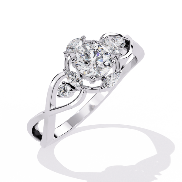 Reverra 14K Gold Round & Marquise Lab Grown Diamond Infinity Marquise Engagement Ring for Women, CTTW-0.46 - Reverra Jewels Inc.